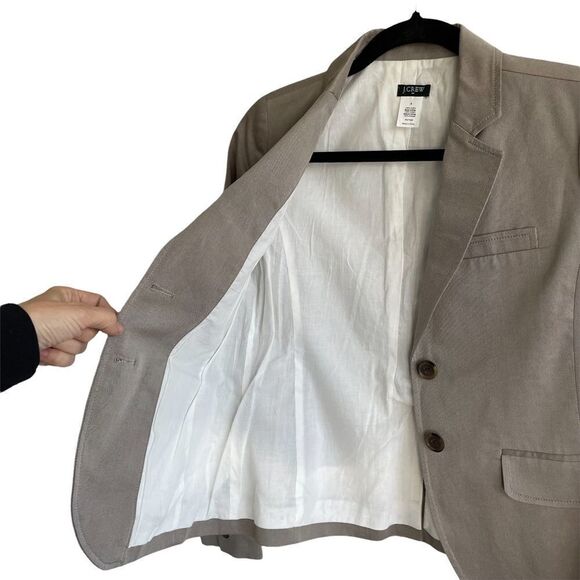 J. CREW Cotton Blazer Taupe Tan 0 - Picture 4 of 8